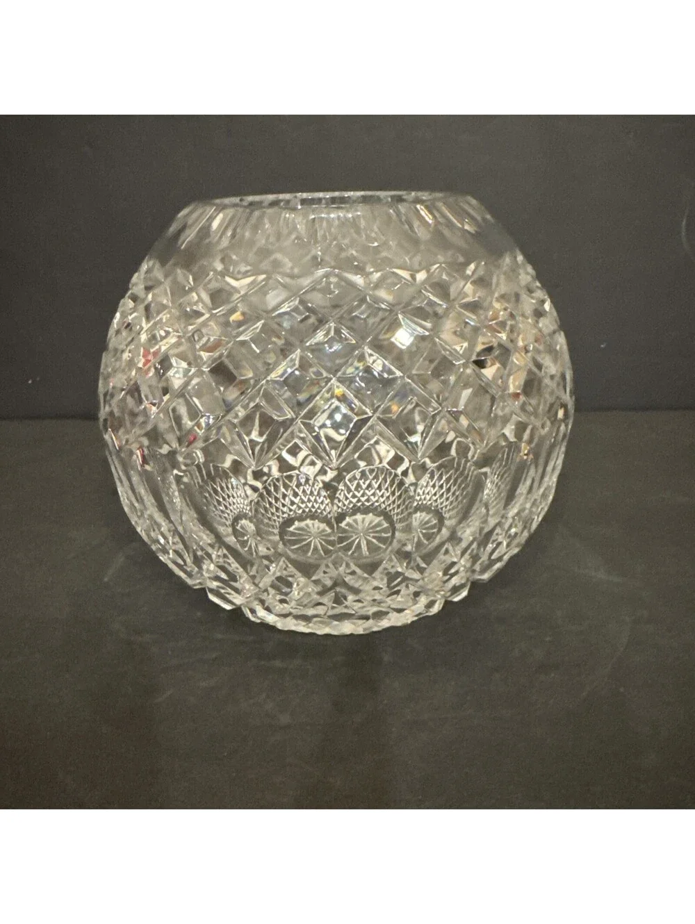Gorgeous Detailed Clear Cut Crystal Rose Bowl Vase 6